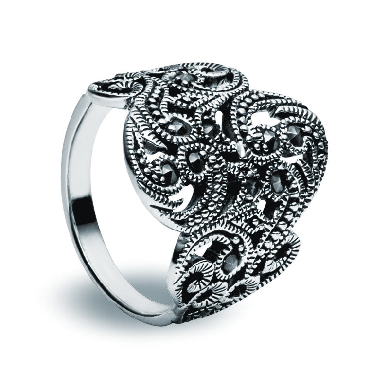 Jet Crystal Ring - Marquise - Zaffre Jewellery - 2
