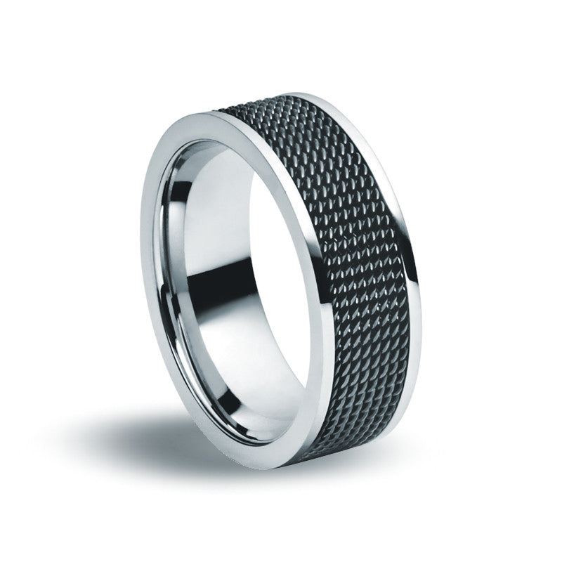 Stainless Steel & Black Wire Ring - Zaffre Jewellery - 1