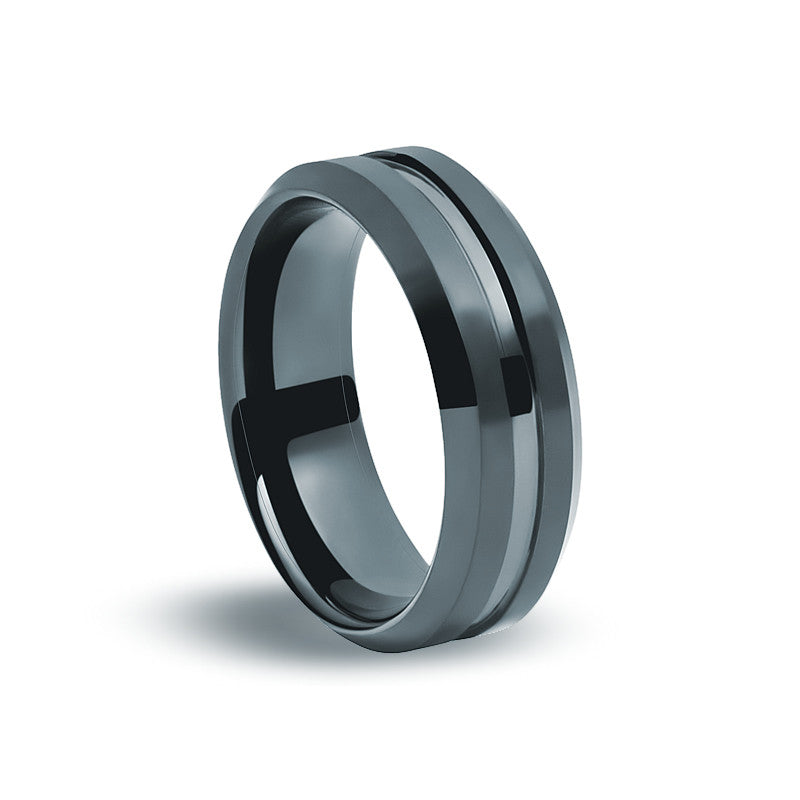 Black Tungsten Carbide - Square Edged Ring - Zaffre Jewellery - 1