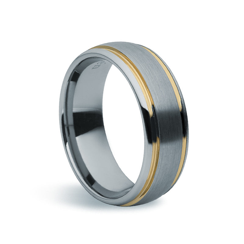 Tungsten Carbide Matte & Gold Ring - Zaffre Jewellery - 1