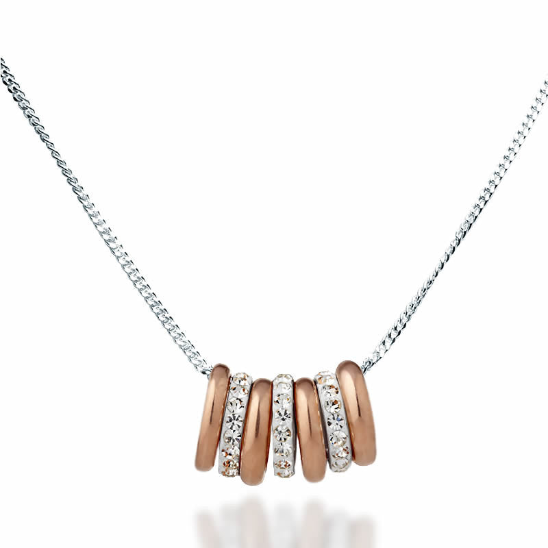 Swarovski Crystal Ring Collection Necklace - Rose Gold - Zaffre Jewellery - 1