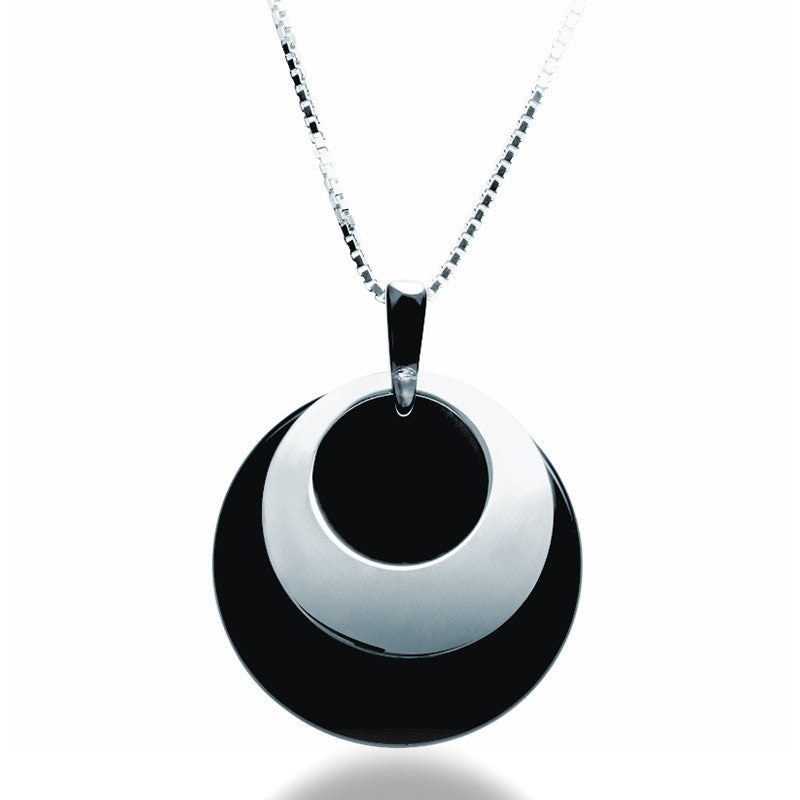 Onyx Disc Pendant Necklace - Zaffre Jewellery - 1