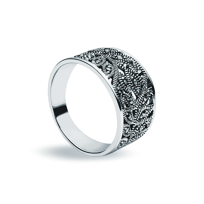 Jet Crystal Ring - Vines - Zaffre Jewellery - 2
