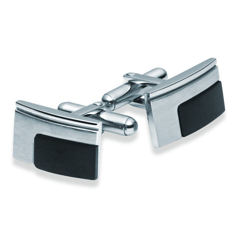 Stainless Steel & Black Cufflinks - Zaffre Jewellery - 1