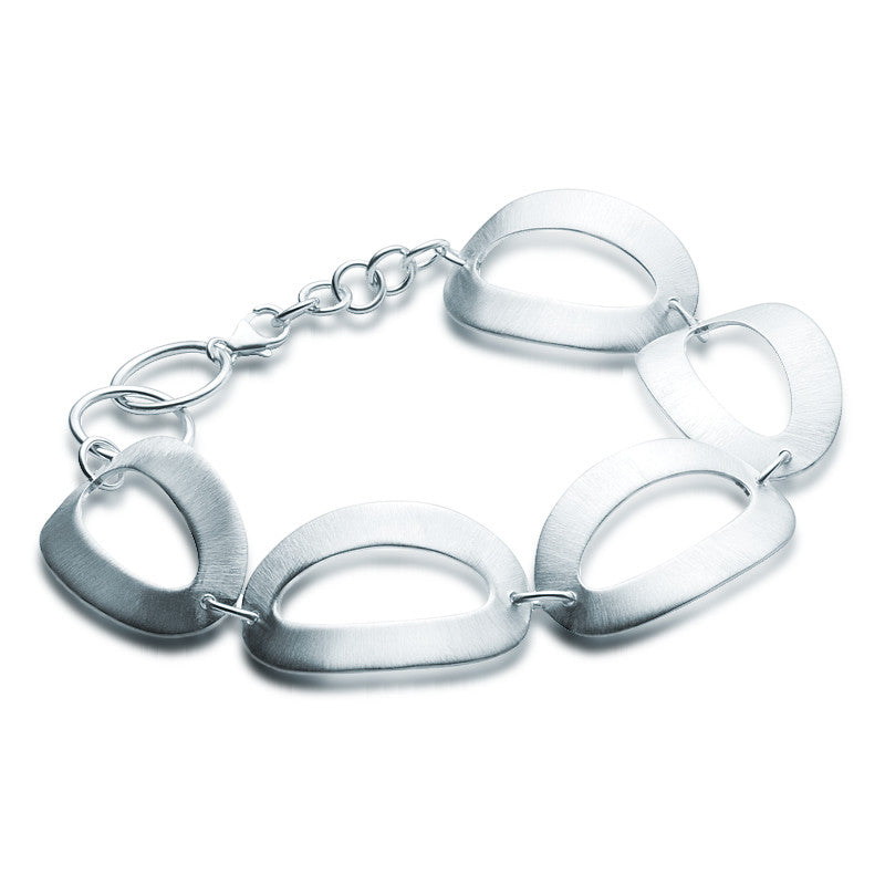 Sterling Silver Brushed Oval Bracelet | Zaffre Jewellery Australia