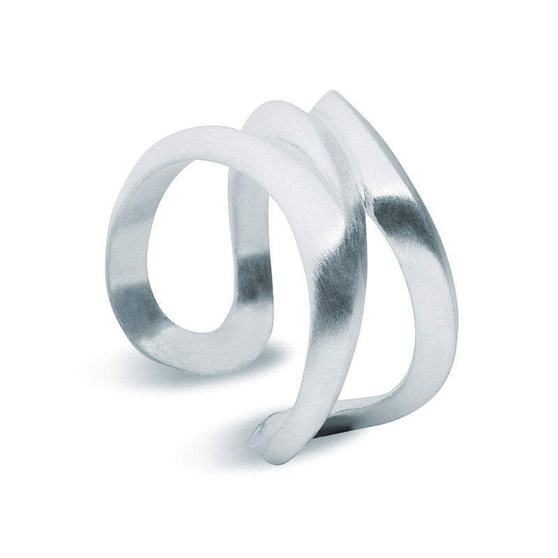 Brushed Silver Waves Ring - Zaffre Jewellery - 2