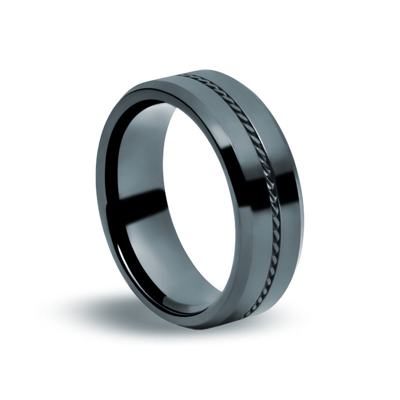 Black Tungsten Carbide - Twisted Wire Ring - Zaffre Jewellery - 1