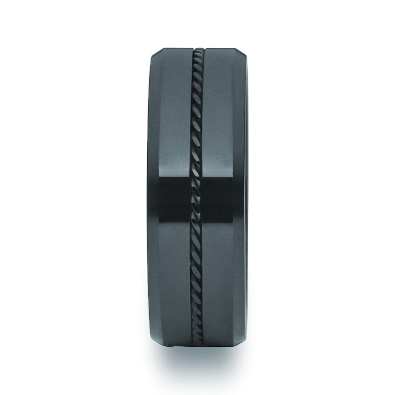 Black Tungsten Carbide - Twisted Wire Ring - Zaffre Jewellery - 2