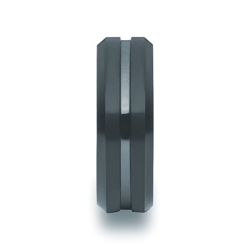 Black Tungsten Carbide - Square Edged Ring - Zaffre Jewellery - 2
