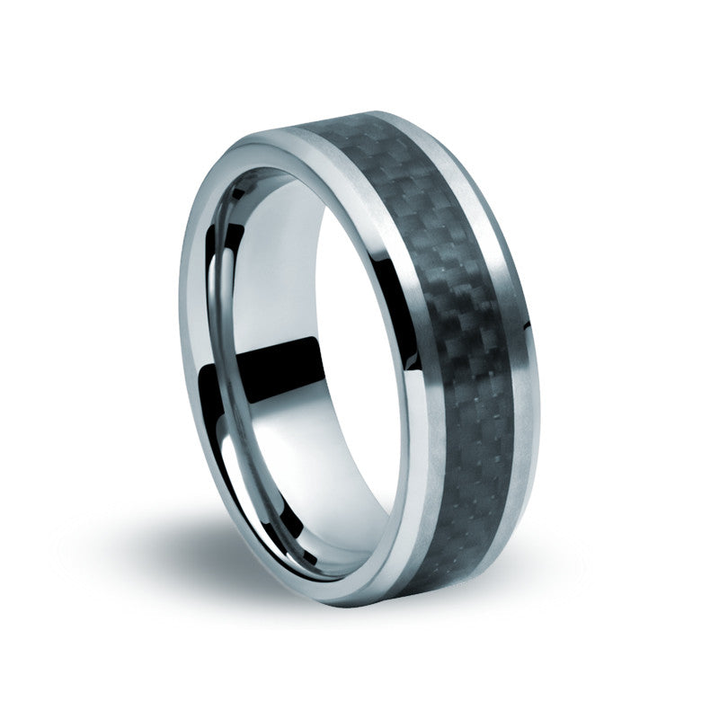 Tungsten Carbide Carbon Fibre Ring - Zaffre Jewellery - 1