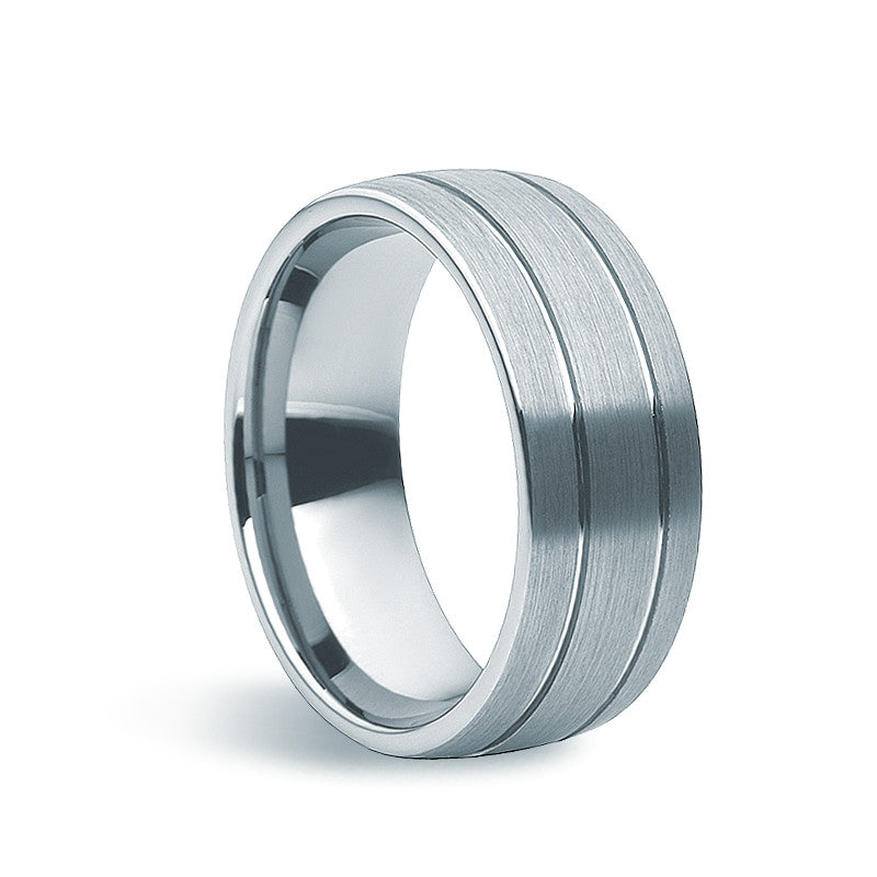 Tungsten Carbide Machined Matte Ring - Zaffre Jewellery - 1