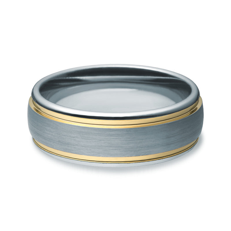 Tungsten Carbide Matte & Gold Ring - Zaffre Jewellery - 2