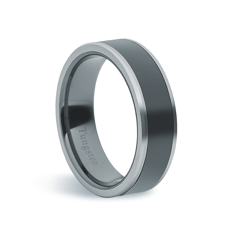 Tungsten Carbide & Black Ceramic Ring - Zaffre Jewellery - 1