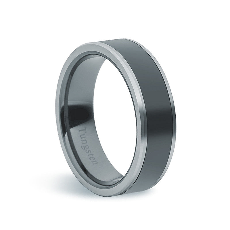 Tungsten Carbide & Black Ceramic Ring Zaffre Jewellery Australia